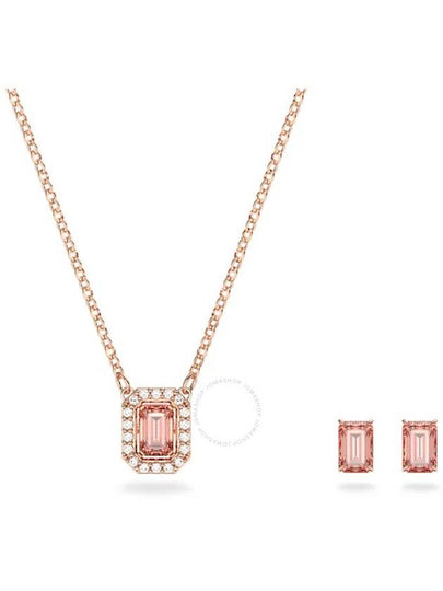 Millenia Octagon Cut Earrings Necklace Set Pink - SWAROVSKI - BALAAN 2