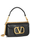 V Logo Buckle Calfskin Small Shoulder Bag Black - VALENTINO - BALAAN 2