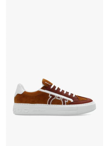 Gancini Low Top Sneakers Brown - SALVATORE FERRAGAMO - BALAAN 1