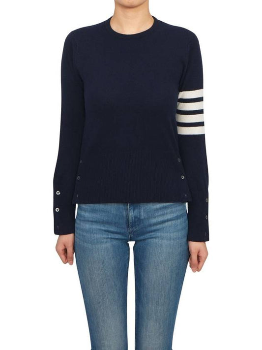 Women's 4 Bar Classic Cashmere Pullover Knit Top Navy - THOM BROWNE - BALAAN 2