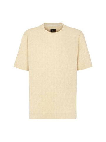 All-Over Logo Short Sleeve T-Shirt Beige - FENDI - BALAAN 1