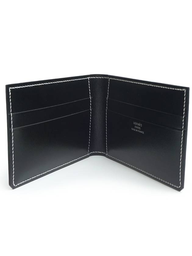 Card wallet H Sellier VEAU BOX 89 black full set - HERMES - BALAAN 7