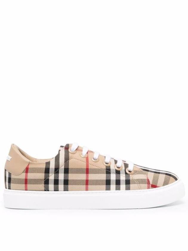 Vintage Check and Leather Sneakers Archive Beige - BURBERRY - BALAAN 2