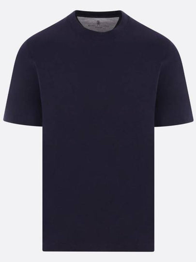 Crew Neck Short Sleeve T-Shirt Navy - BRUNELLO CUCINELLI - BALAAN 2