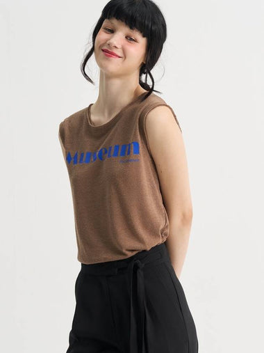 Museum Linen Sleeveless T shirt Brown - SORRY TOO MUCH LOVE - BALAAN 1