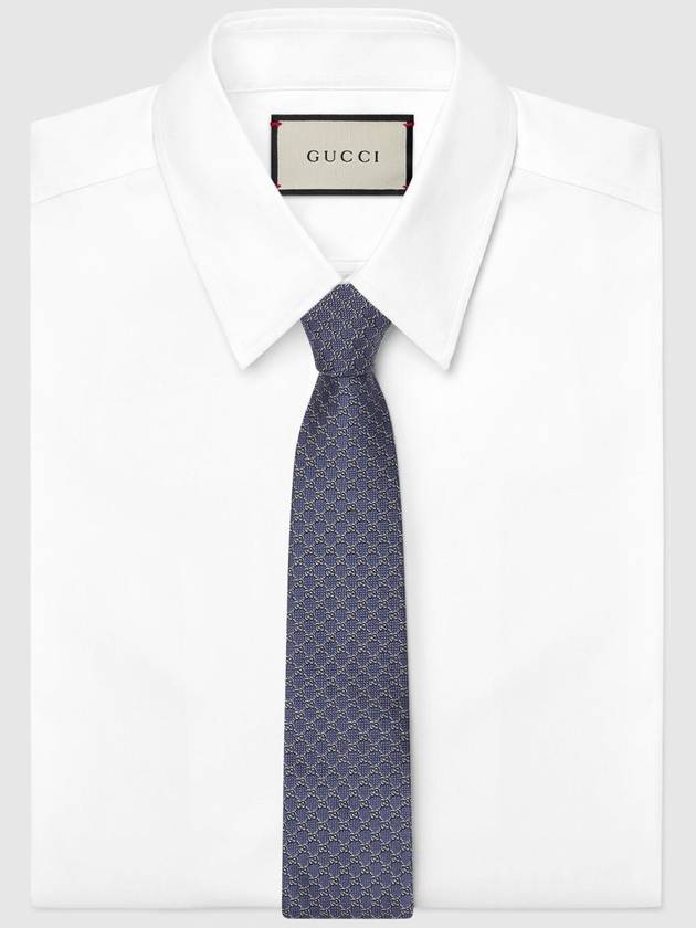 GG Silk Jacquard Neck Tie Blue - GUCCI - BALAAN 4