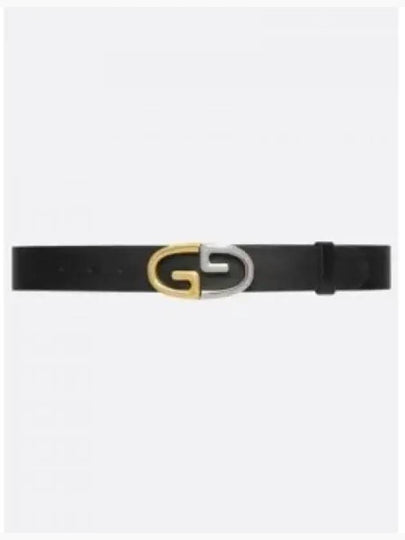 Men's Two Tone Metal Buckle Leather Belt Black - GUCCI - BALAAN 2