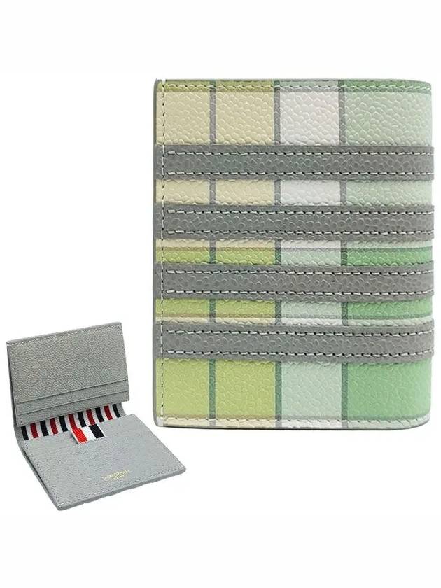 4 Bar Applique Stripe Double Card Holder Pastel Green - THOM BROWNE - BALAAN 2