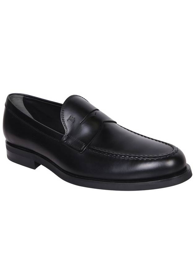 Men's Stamped Monogram Semi Glossy Leather Loafers Black - TOD'S - BALAAN 24