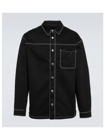 Contrast stitch long sleeve shirt black - PRADA - BALAAN 2