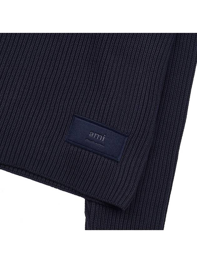 Logo Rib Turtleneck Navy - AMI - BALAAN 7