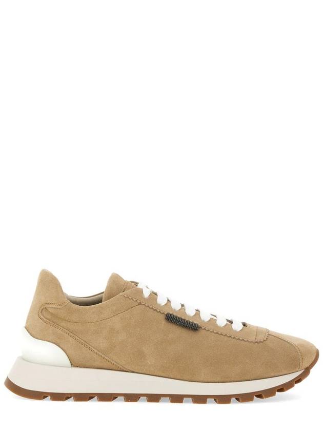 Chain Suede Low Top Sneakers Beige - BRUNELLO CUCINELLI - BALAAN 2