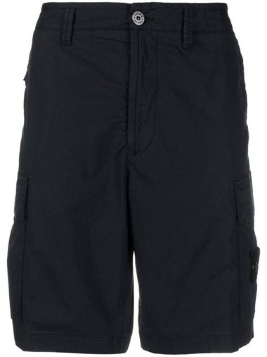 Men's Logo Patch Cargo Shorts Navy - STONE ISLAND - BALAAN 1