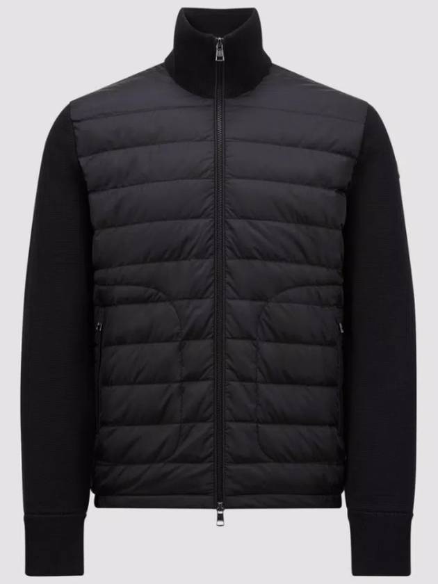 Padded Wool Cardigan Black - MONCLER - BALAAN 2