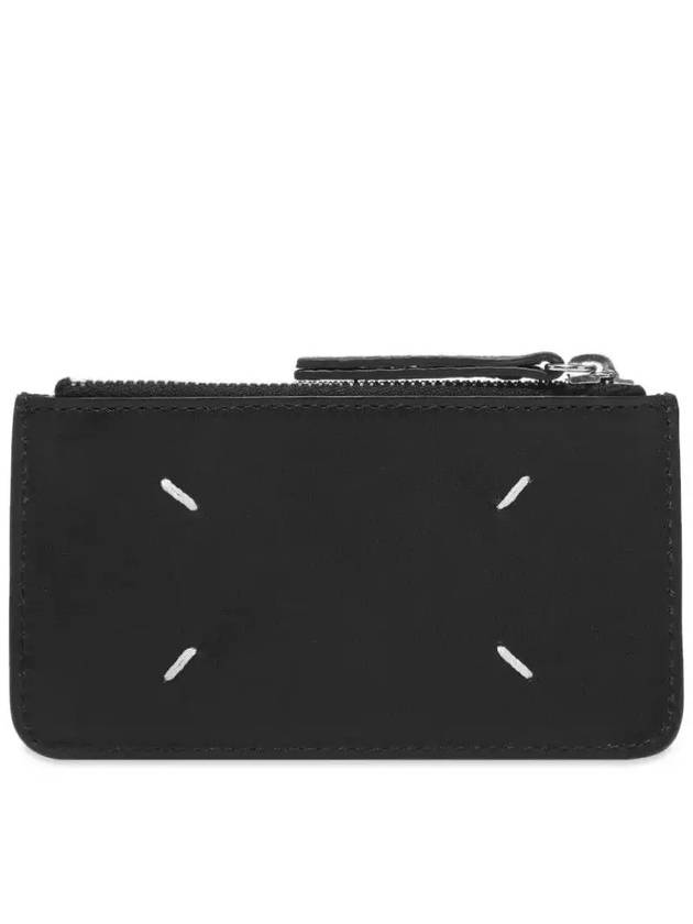 Stitched Zipper Leather Card Wallet Black - MAISON MARGIELA - BALAAN 3