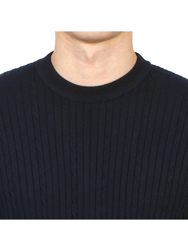 Baby Cable Cotton 4 Bar Crew Neck Knit Top Navy - THOM BROWNE - BALAAN 9