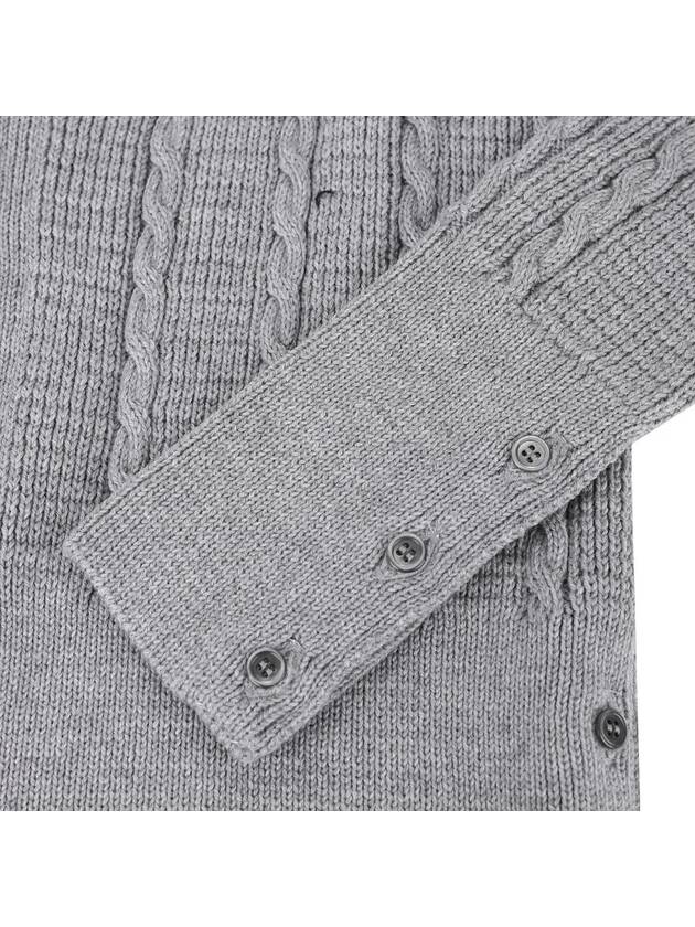 Cable Knitwear Virgin Wool Cardigan Grey - THOM BROWNE - BALAAN 6