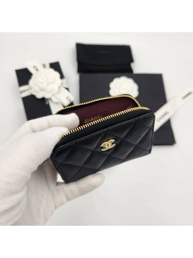 Classic Zipped Coin Purse Grained Calfskin & Gold Black - CHANEL - BALAAN 5