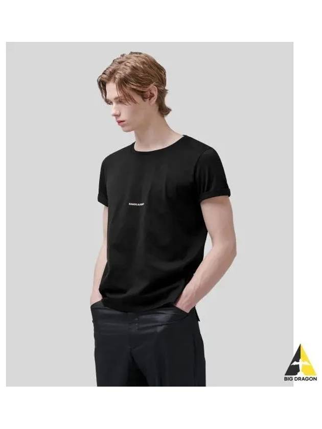 Men's Small Logo Short Sleeve T-Shirt Black - SAINT LAURENT - BALAAN 2