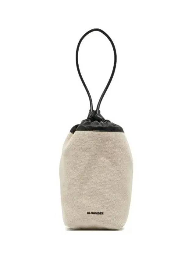 Dumpling Drawstring Canvas Cross Bucket Bag Ivory - JIL SANDER - BALAAN 3