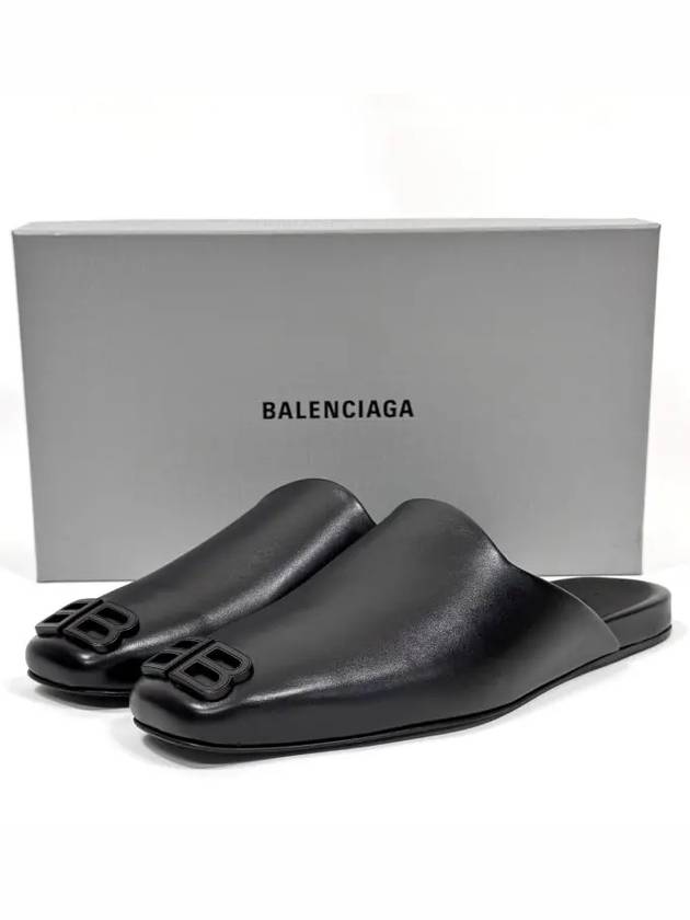 BB Logo Cozy Leather Slippers Black - BALENCIAGA - BALAAN 4