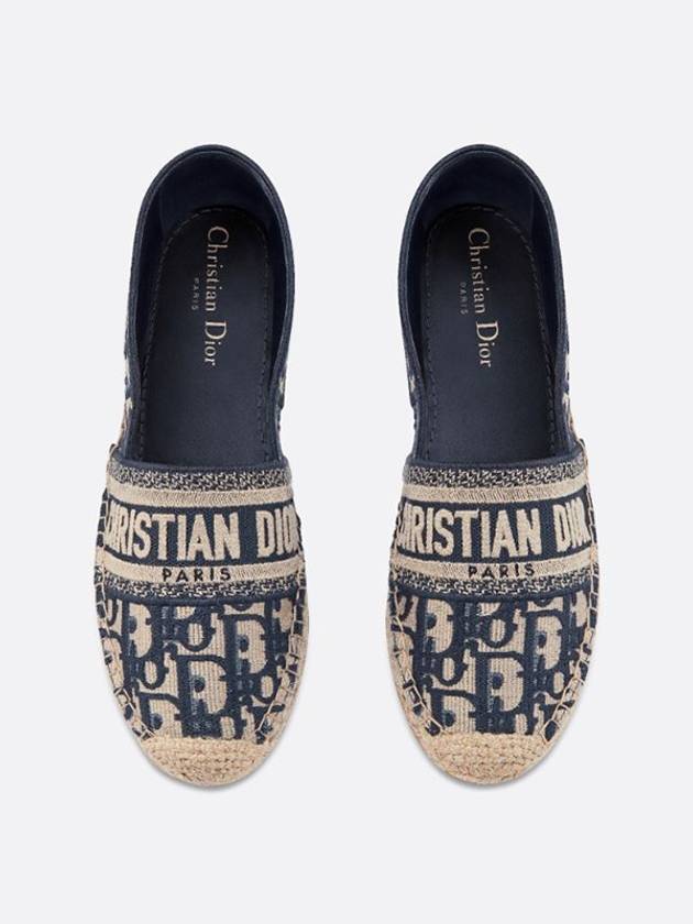 Granville Oblique Embroidered Cotton Espadrilles Blue - DIOR - BALAAN 5