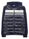 Logo Cotton Zip Up Hoodie Navy - MONCLER - BALAAN 2