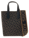 Sinclair Extra Small Jacquard Tote Bag Black Dark Camel - MICHAEL KORS - BALAAN 4