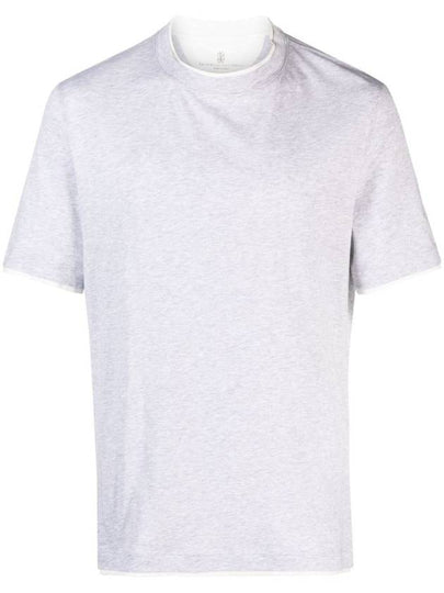 Men's Layered Effect Short Sleeve T-Shirt Grey - BRUNELLO CUCINELLI - BALAAN 2