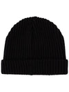 Embroidered Logo Ribbed Beanie Black - VALENTINO - BALAAN 3