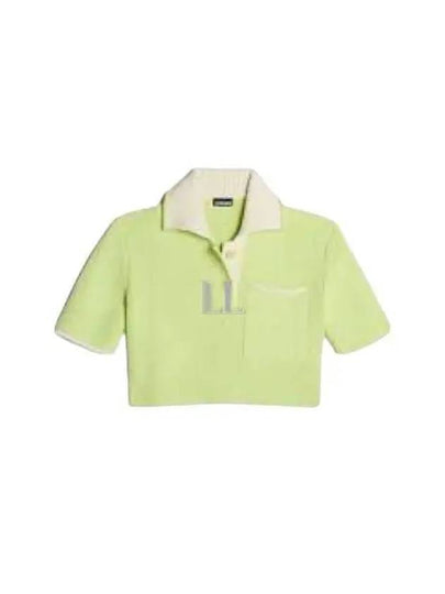 Le Maille Arco Contrasted Cropped Knit Polo Shirt Light Green - JACQUEMUS - BALAAN 2