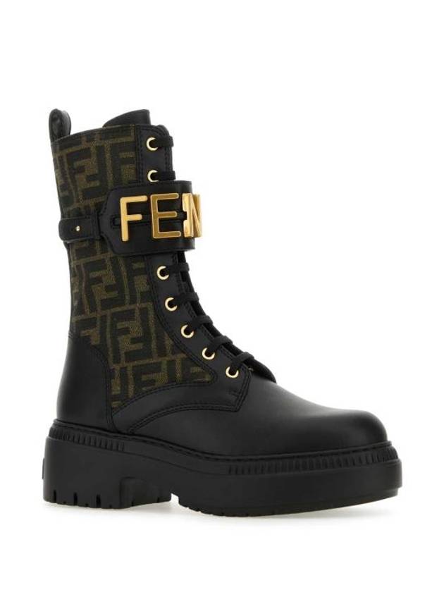 Fendigraphy Leather Worker Boots black Brown - FENDI - BALAAN 3