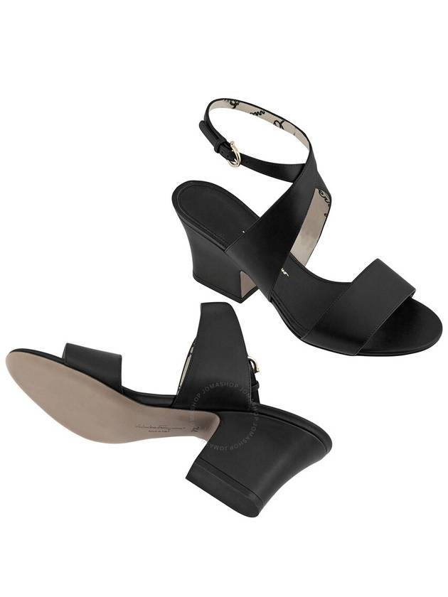 Salvatore Women's Plain Wedge Sandals Heel Black - SALVATORE FERRAGAMO - BALAAN 3