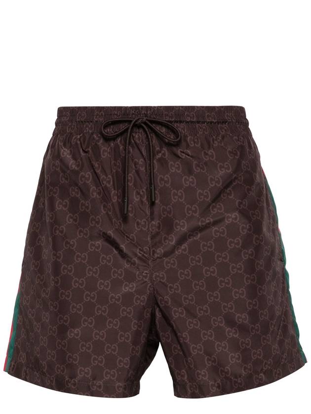 Web GG Nylon Swim Shorts Brown - GUCCI - BALAAN 2