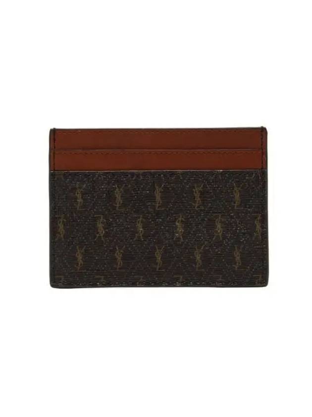 Monogram Canvas Card Wallet Brown - SAINT LAURENT - BALAAN 3