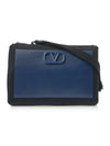 V Logo Fabric Cross Bag Navy Black - VALENTINO - BALAAN 1