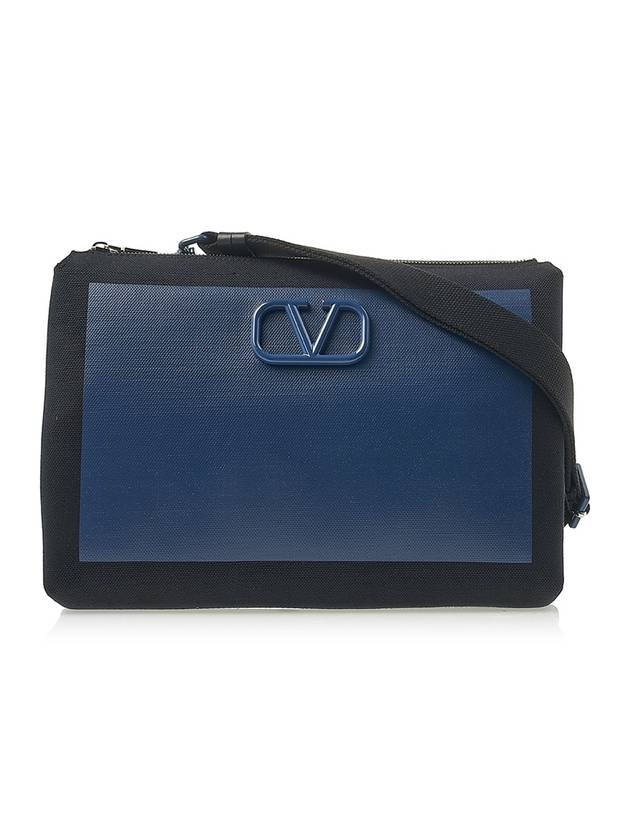 V Logo Fabric Cross Bag Navy Black - VALENTINO - BALAAN 2