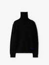 Embroidered Logo Roll Neck Cashmere Knit Top Black - BURBERRY - BALAAN 2