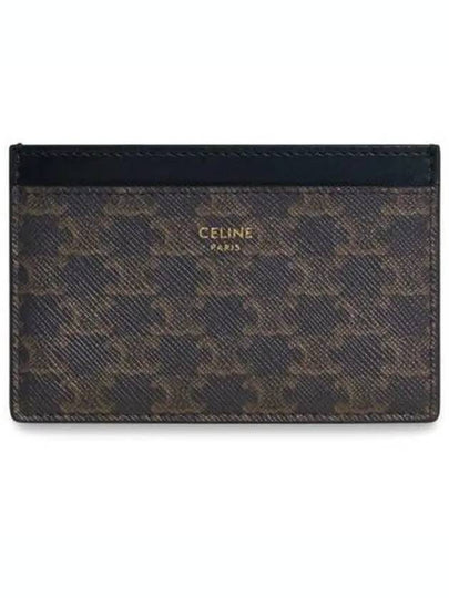 Card Holder in Triomphe Canvas and Calfskin Black - CELINE - BALAAN 2