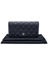 Women s A31509 Caviar Skin Black Silver Logo Timeless Classic Flap Long Wallet - CHANEL - BALAAN 10