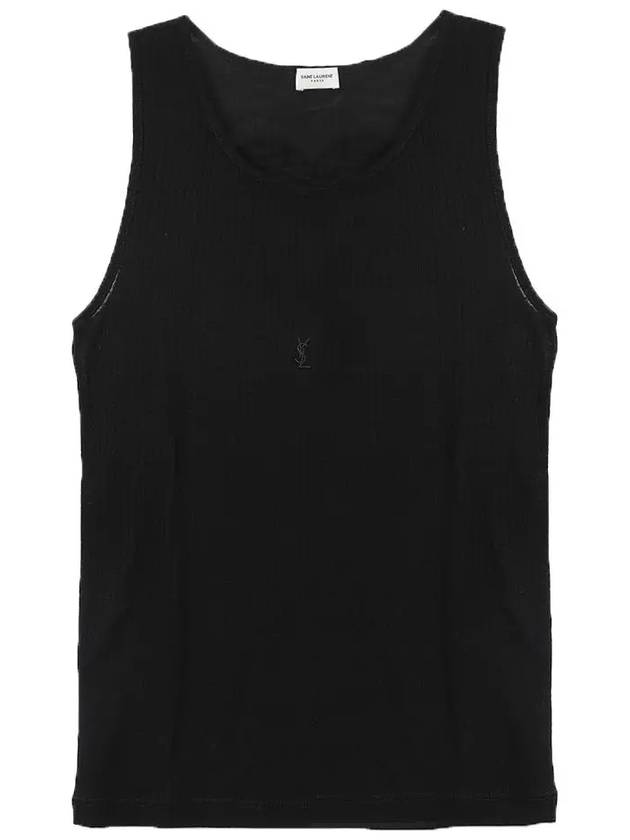 Cassandre Embroidered Logo Wool Sleeveless Black - SAINT LAURENT - BALAAN 7