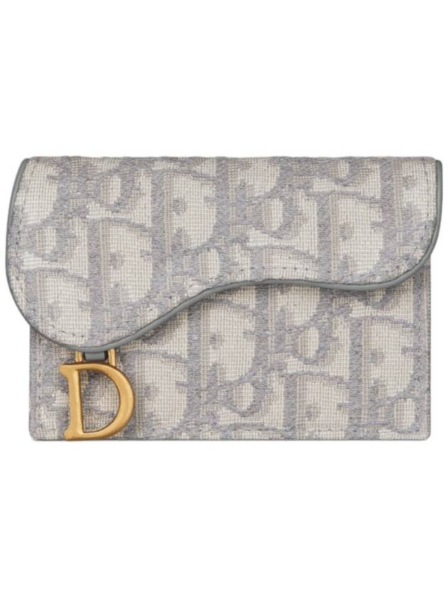 Saddle Flap Card Holder Grey Oblique Jacquard - DIOR - BALAAN 7