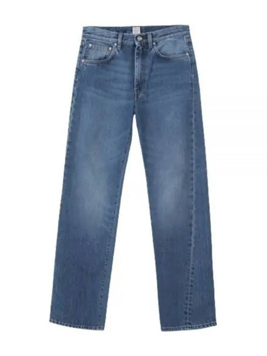 Women's Twisted Seam Straight Jeans Blue - TOTEME - BALAAN 2