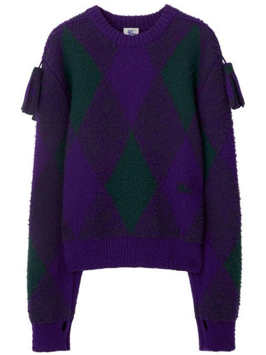 Diamond Wool Knit Top Purple - BURBERRY - BALAAN 1