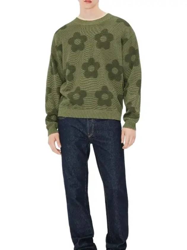 Flower Spot Jumper Cotton Knit Top Green - KENZO - BALAAN 4