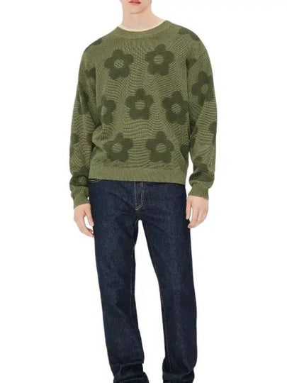 Flower Spot Jumper Cotton Knit Top Green - KENZO - BALAAN 2