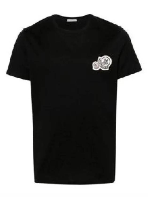 Double Logo Patch Round Short Sleeve T-Shirt Black - MONCLER - BALAAN 2