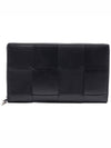 Intrecciato Zipper Around Medium Wallet Black - BOTTEGA VENETA - BALAAN 3