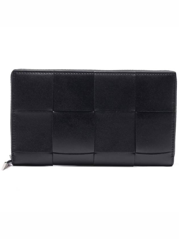 Intrecciato Zipper Around Medium Wallet Black - BOTTEGA VENETA - BALAAN 3