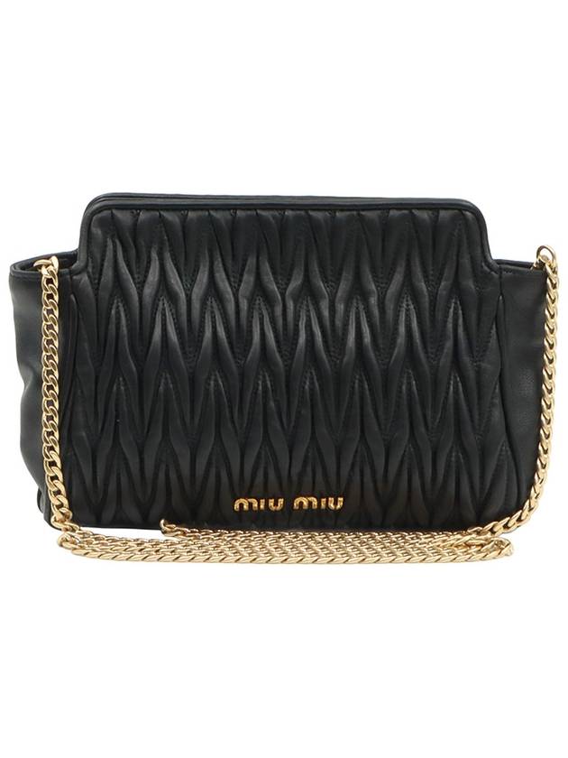 Black Matelasse Lux Gold Logo Clutch Cross Bag 5BF089 - MIU MIU - BALAAN 3